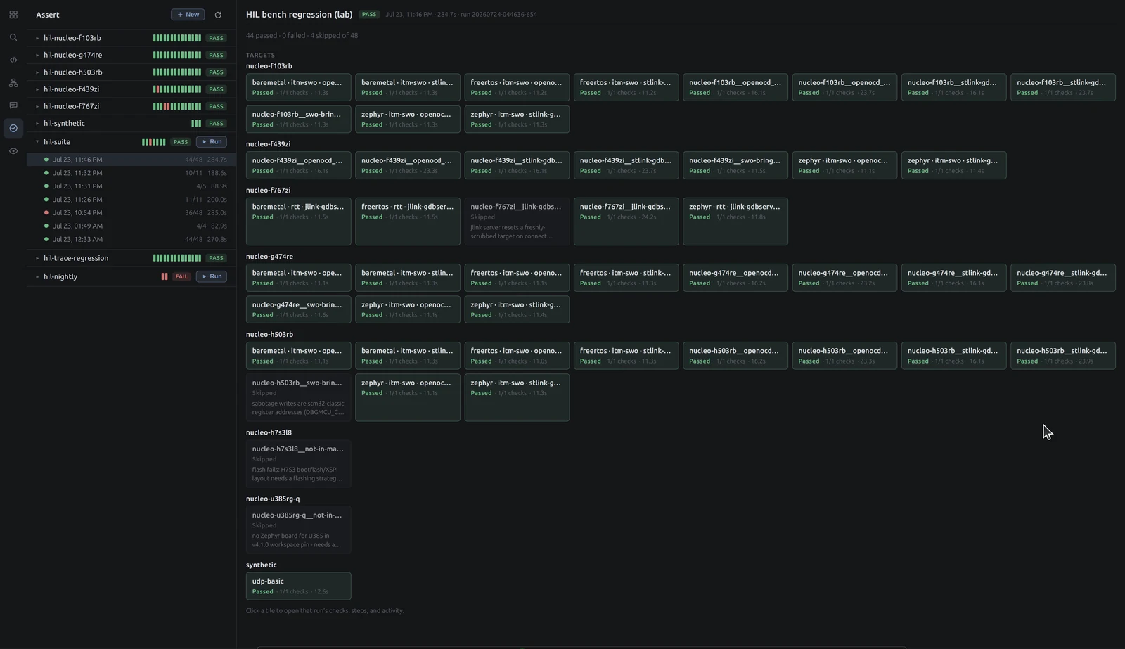 Assert: timing assertions running against a recorded run