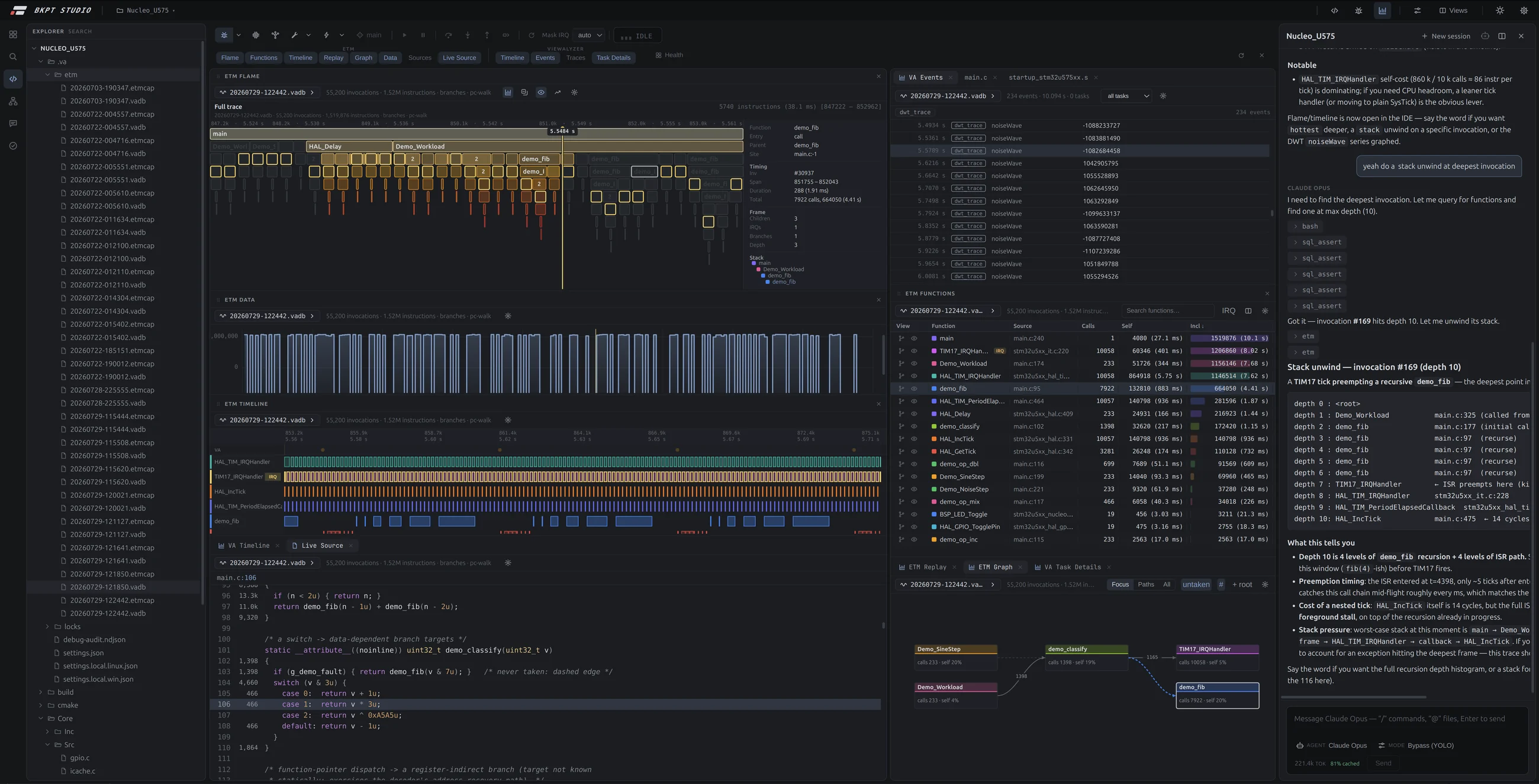 BKPT Studio: editor, runtime views and agent side by side